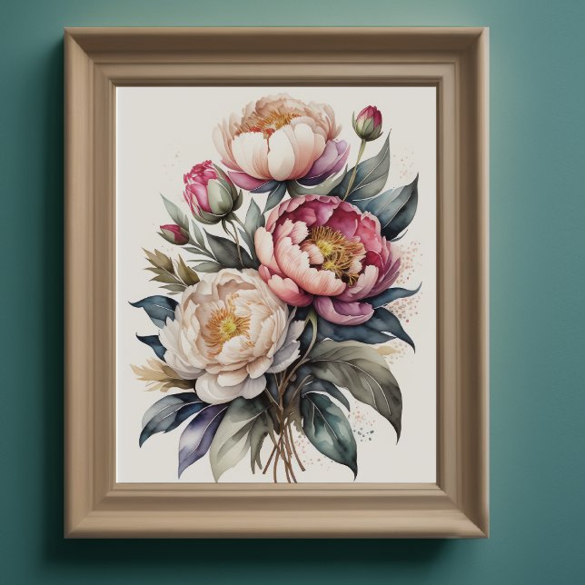 Póster Watercolor Pink Peonies 4:5 Poster (Subido por el creador)