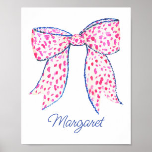 Póster Watercolor Pink Polka Dot Bow