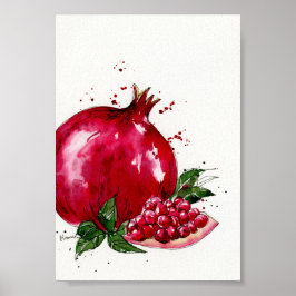 Póster Watercolor Pomegranate Kitchen art