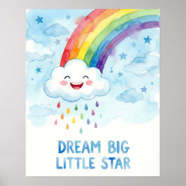 Póster Watercolor Rainbow Cloud Dream Big Kids