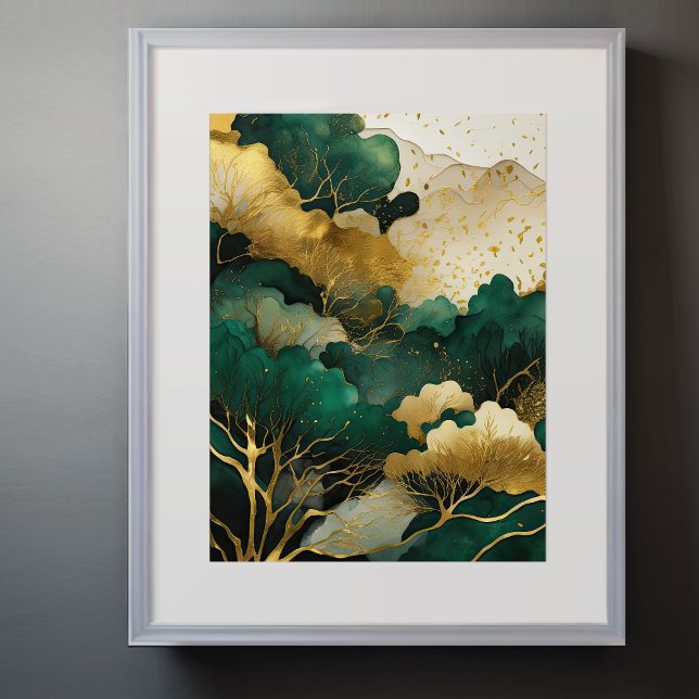 Póster Watercolor Resumen Paintaje Paintado Oro VI (Subido por el creador)