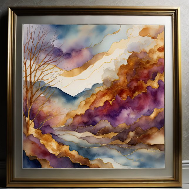 Póster Watercolor Resumen Paintaje Paintaje Oro 1:1 (Subido por el creador)