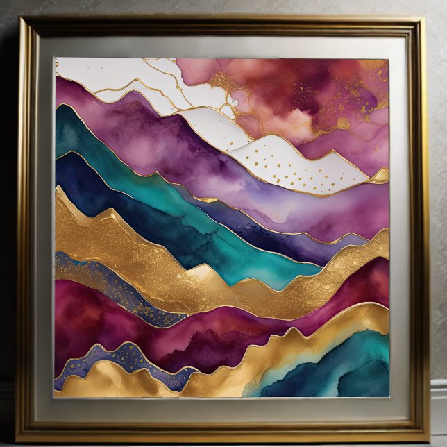 Póster Watercolor Resumen Paintaje Paintaje Oro 1:1 (Subido por el creador)