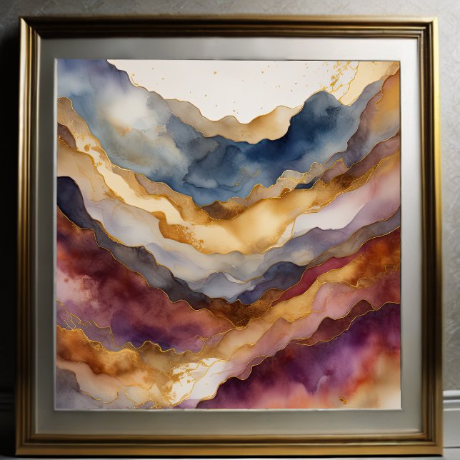 Póster Watercolor Resumen Paintaje Paintaje Oro 1:1 (Subido por el creador)