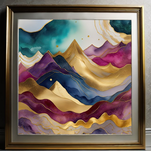 Póster Watercolor Resumen Paintaje Paintaje Oro 1:1 (Subido por el creador)
