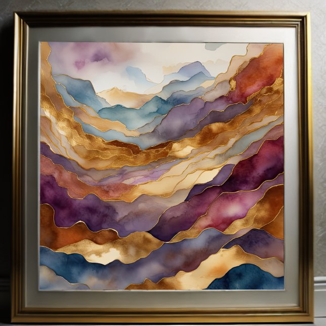Póster Watercolor Resumen Paintaje Paintaje Oro 1:1 (Subido por el creador)
