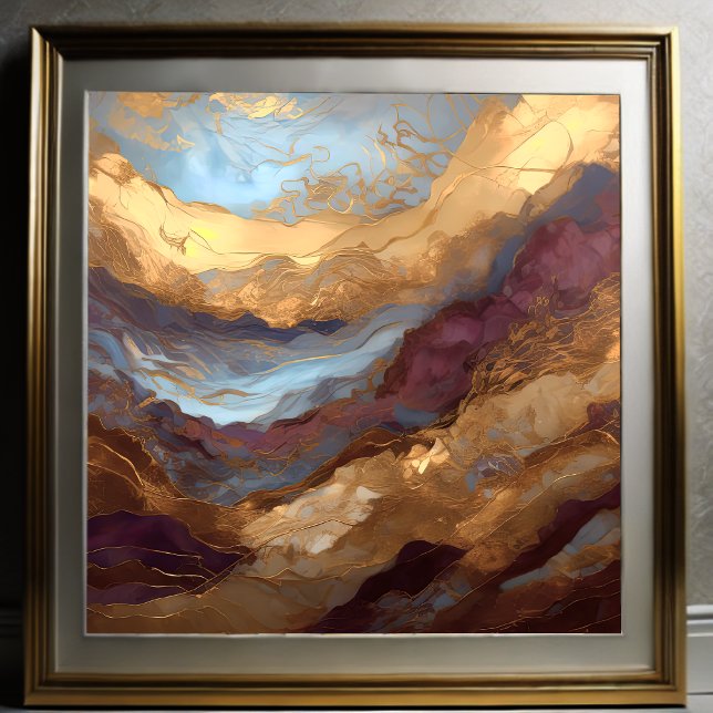 Póster Watercolor Resumen Paintaje Paintaje Oro 1:1 (Subido por el creador)
