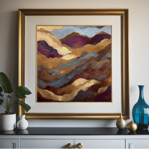 Póster Watercolor Resumen Paintaje Paintaje Oro 1:1