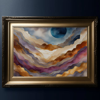 Póster Watercolor Resumen Paintaje Paintaje Oro 3:2