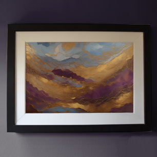 Póster Watercolor Resumen Paintaje Paintaje Oro 3:2