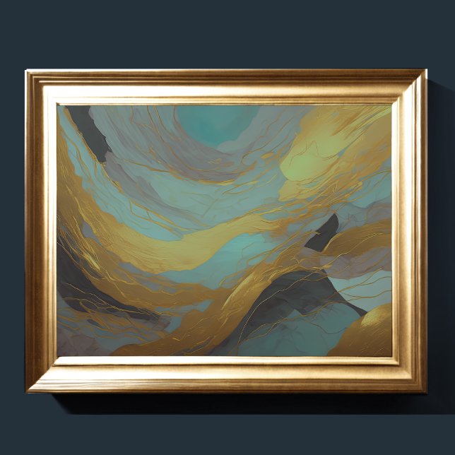 Póster Watercolor Resumen Paintaje Paintaje Oro 4:3 (Subido por el creador)