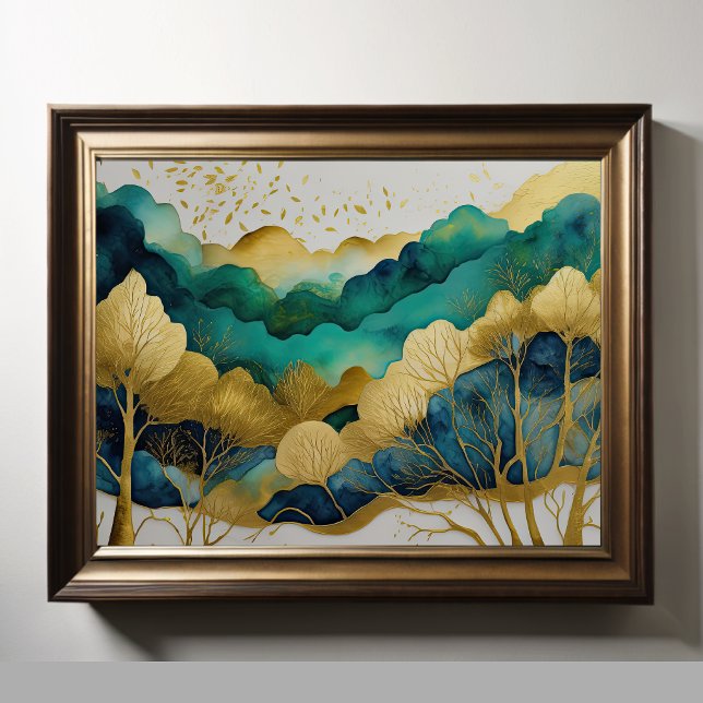 Póster Watercolor Resumen Paintaje Paintaje Oro 4:3 (Subido por el creador)
