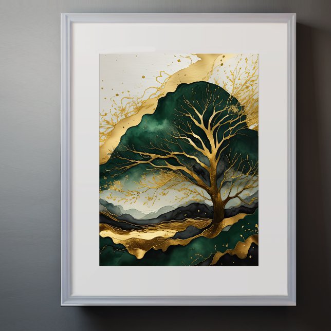 Póster Watercolor Resumen Paintaje Paintaje Oro V (Subido por el creador)