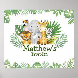 Póster Watercolor Safari Jungla Animales Tropicales Veget
