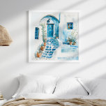 Póster Watercolor Santorini<br><div class="desc">El Watercolor Santorini Greek Wall Art es ideal para decorar una casa costera.</div>
