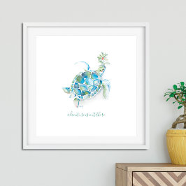 Póster Watercolor Sea Turtle Nursery Wall Art