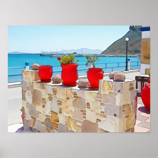 Póster Watercolor sea view (Frente)