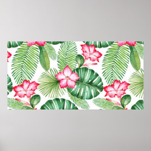 Póster Watercolor seamless tropical pattern