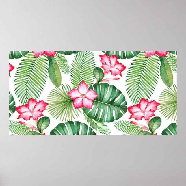 Póster Watercolor seamless tropical pattern (Frente)
