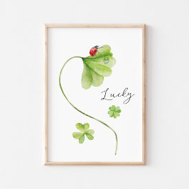 Póster Watercolor Shamrock Lucky