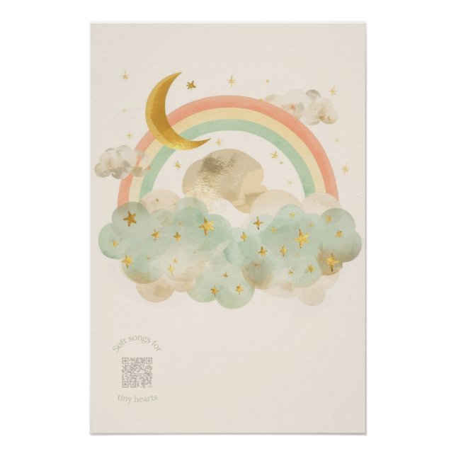 Póster Watercolor Sleeping Moon & Pastel Rainbow Nursery (Anverso)