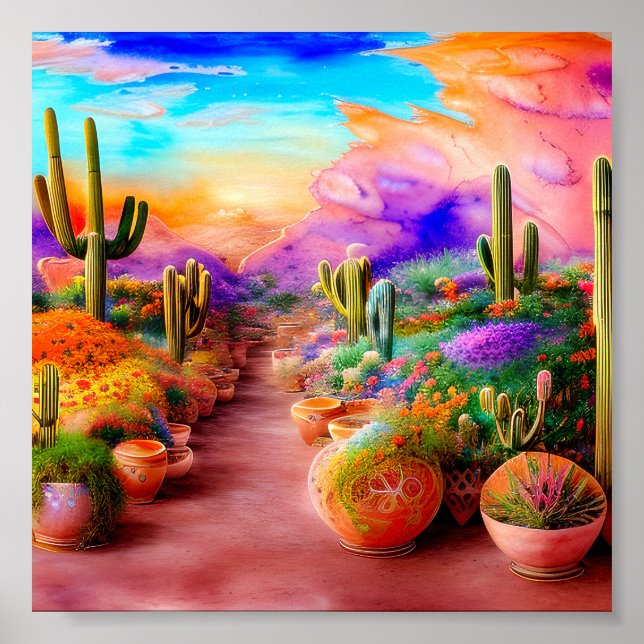 Póster Watercolor southwest garden (Frente)