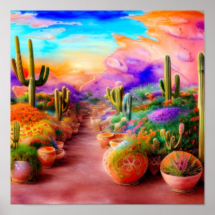 Póster Watercolor southwest garden