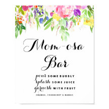 Watercolor Spring Blooms Baby Shower Mom-osa Bar