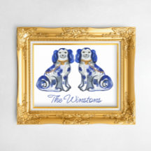 Watercolor Staffordshire Dogs