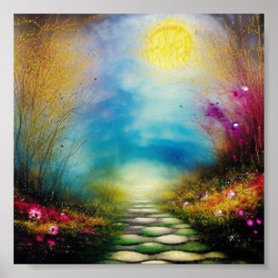 Póster Watercolor stone path