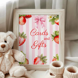 Póster Watercolor Strawberries Baby Shower Cards & Gifts 