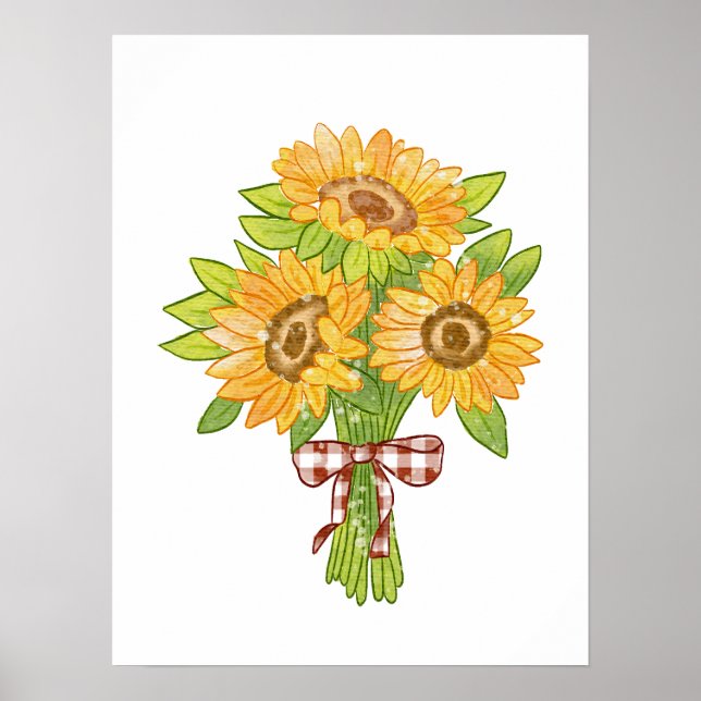 Póster Watercolor Sunflower Bouquet  (Frente)