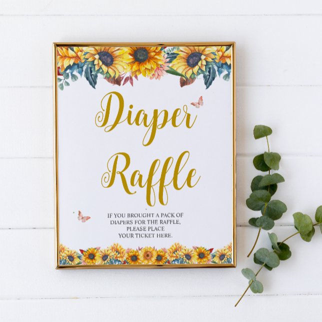 Póster Watercolor Sunflower Diaper Raffle Rótulo (Subido por el creador)