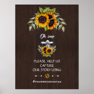 Póster Watercolor Sunflowers Wood Oh Snap Instagram Rótul