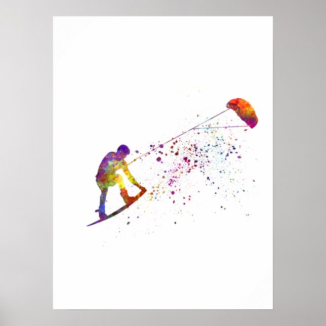 Póster watercolor surfer (Frente)