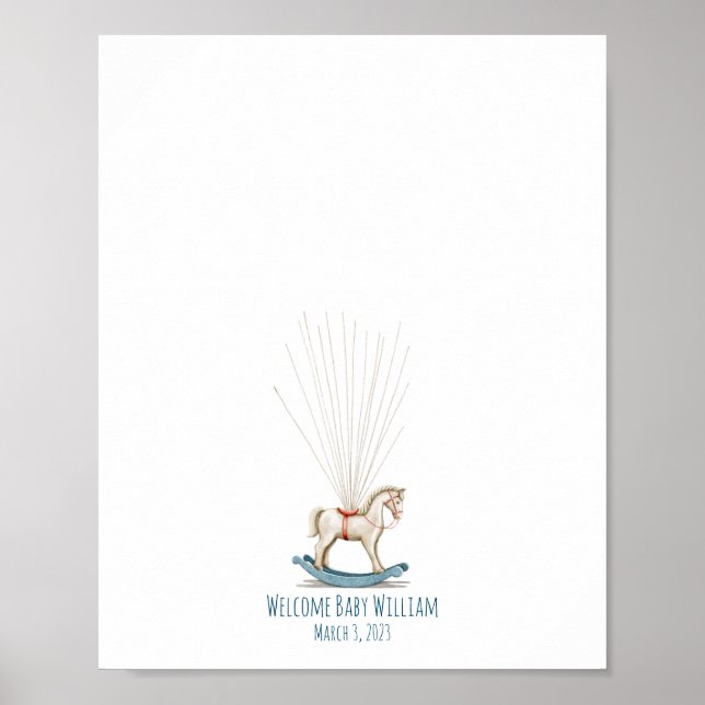 Póster Watercolor Toy Horse Fingprint Guestbook (Frente)