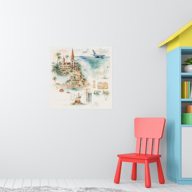 Póster Watercolor Travel Map (Guardería 1)