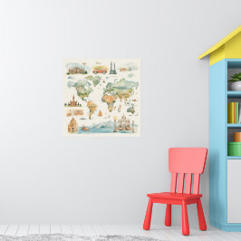 Póster Watercolor Travel Map