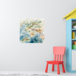 Póster Watercolor Travel Map