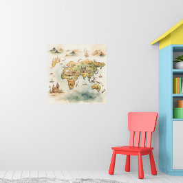 Póster Watercolor Travel Map