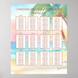 Póster Watercolor Tropical Beach Wedding