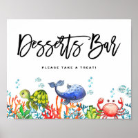 Watercolor Under Sea Birthday Desserts Bar