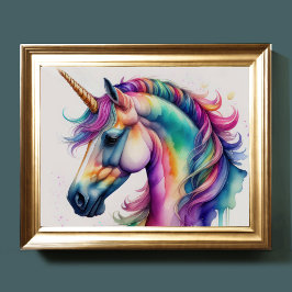 Póster Watercolor Unicornio IV