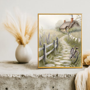 Póster Watercolor Vintage Country Art Print Cottagecore