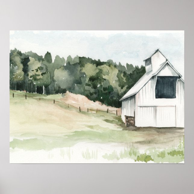 Póster Watercolor White Barn (Frente)