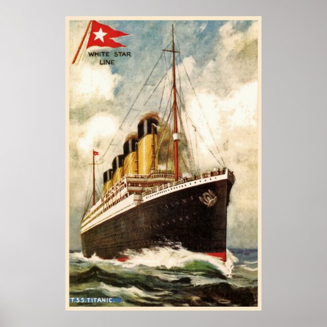 Póster Watercolor White Star line TSS Titanic (Frente)