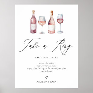 Póster Watercolor Wine Bridal Shower