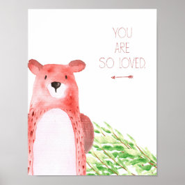 Póster Watercolor Woodland Animal Nursery Art