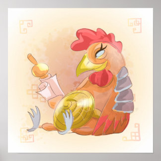 Póster Watercolor Year of the Rooster, Samurai