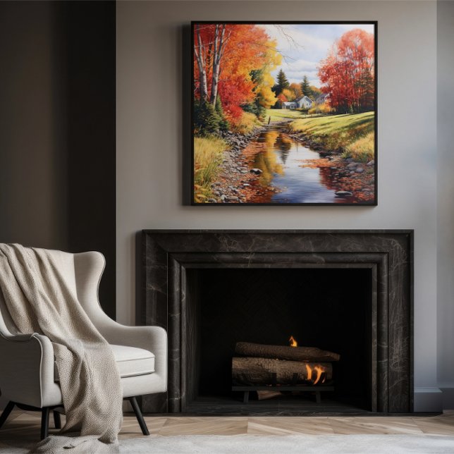 Póster Watercolorart Autumn Creek En Vermont (Subido por el creador)